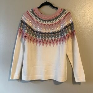 Talbots Sweater Knit Sz L Womens Tie Nack Neck With Sequins